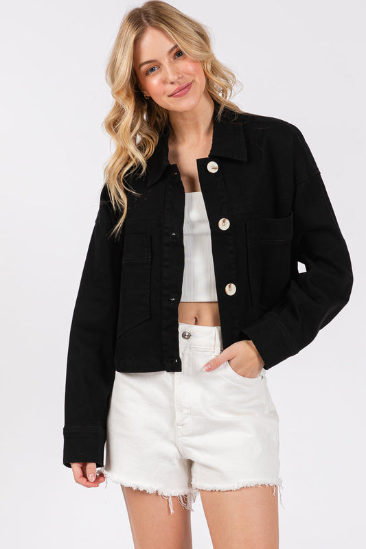 Cropped Denim-Style Jacket bytos