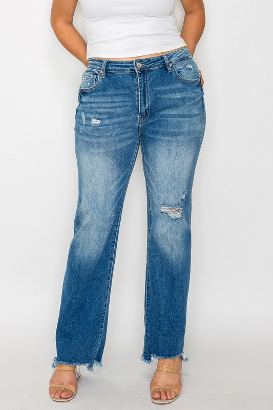 mid rise relaxed straight leg jean