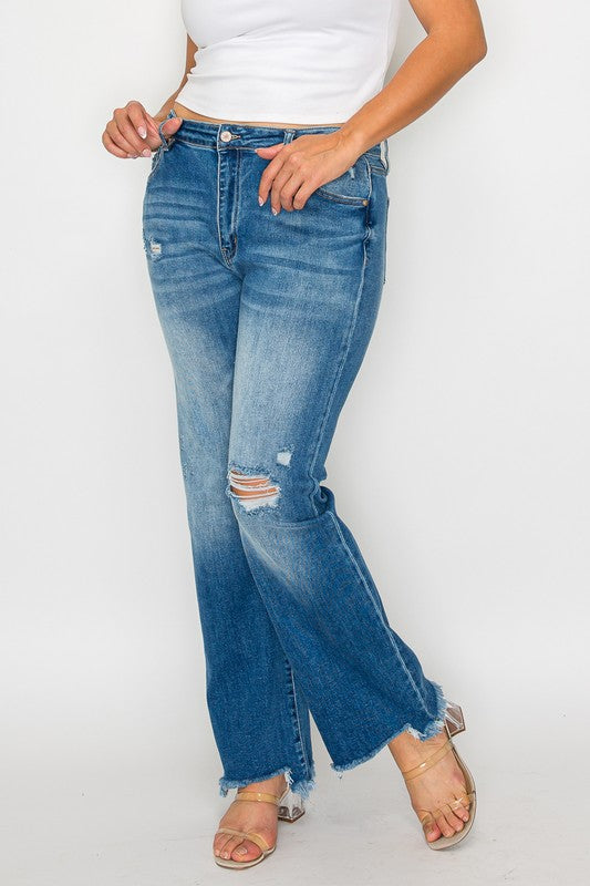 mid rise relaxed straight leg jean