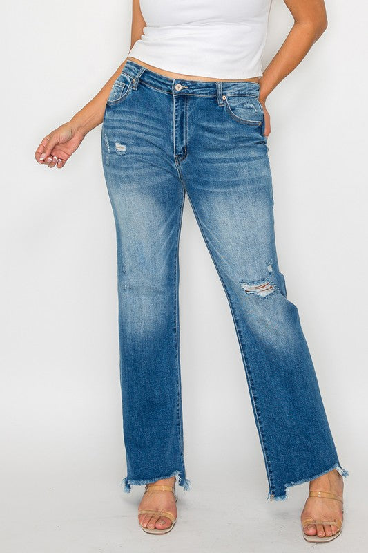 mid rise relaxed straight leg jean