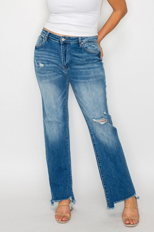 mid rise relaxed straight leg jean