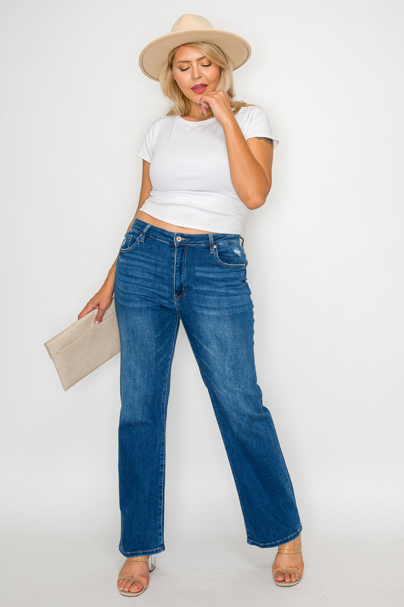 high rise straight leg jean