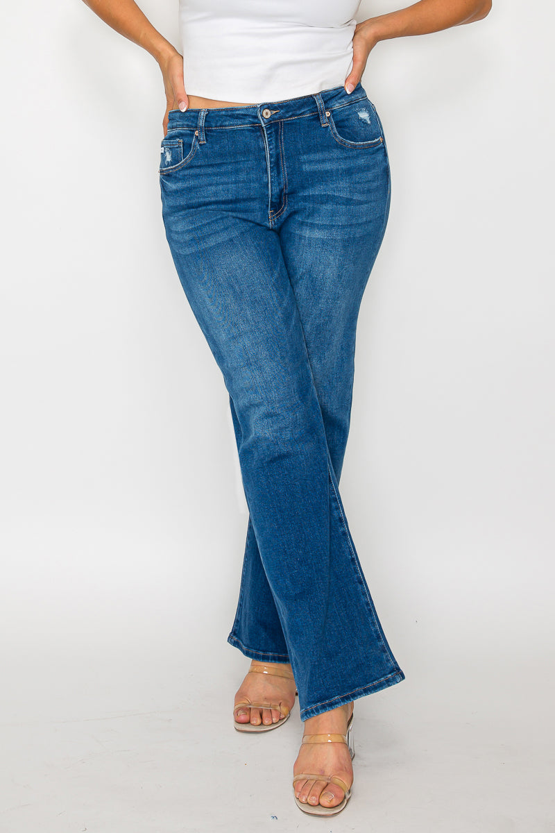 high rise straight leg jean