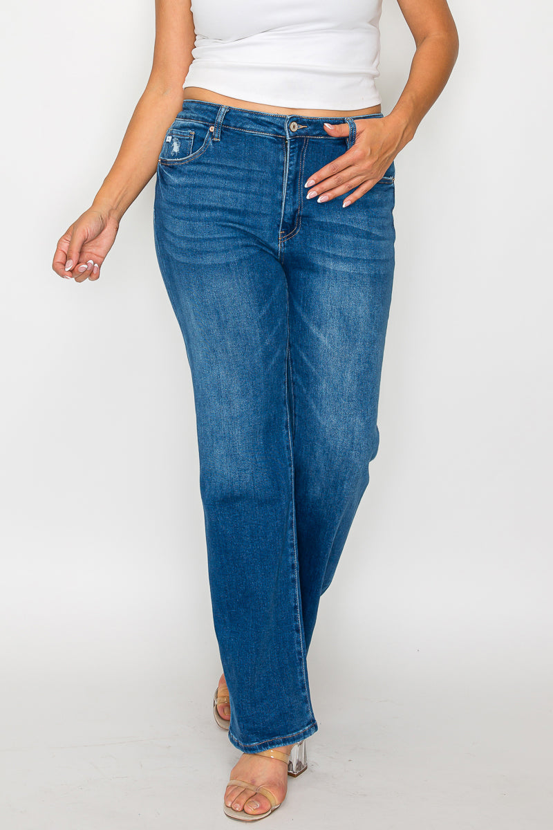 high rise straight leg jean
