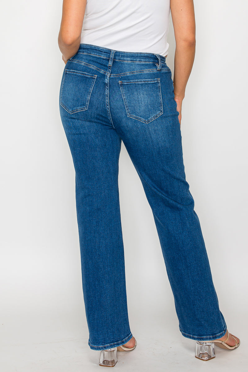 high rise straight leg jean