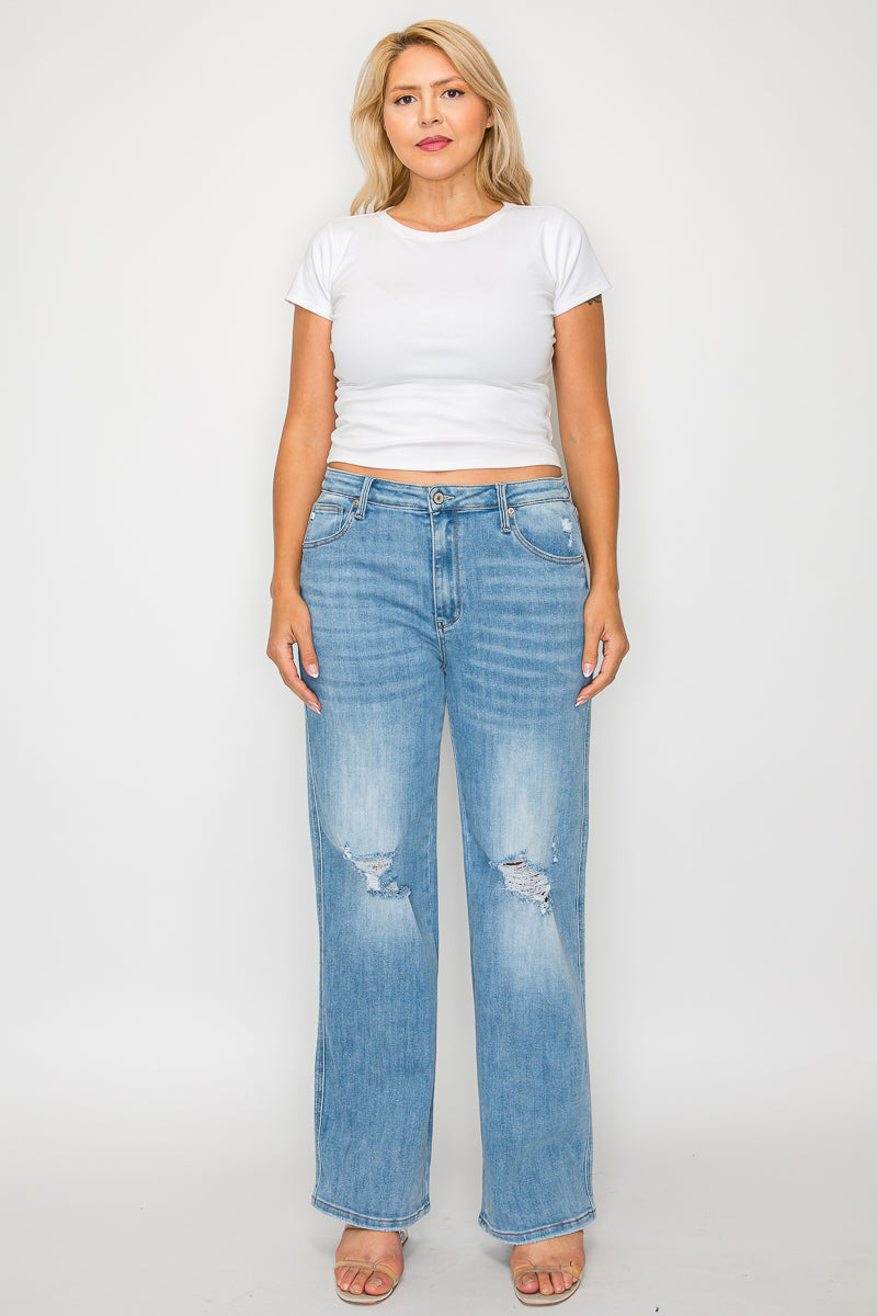 high rise straight leg jean