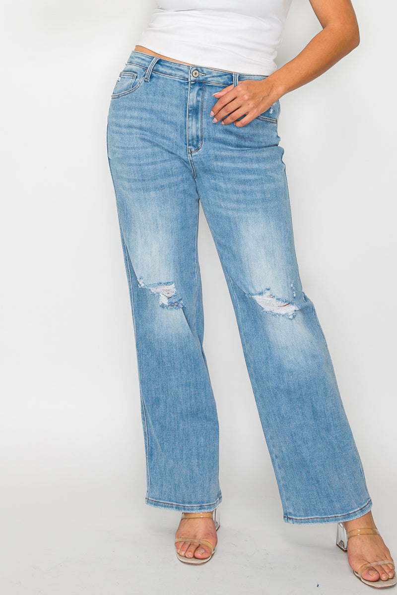 high rise straight leg jean