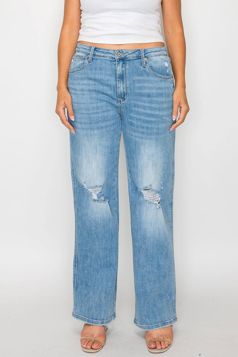 high rise straight leg jean