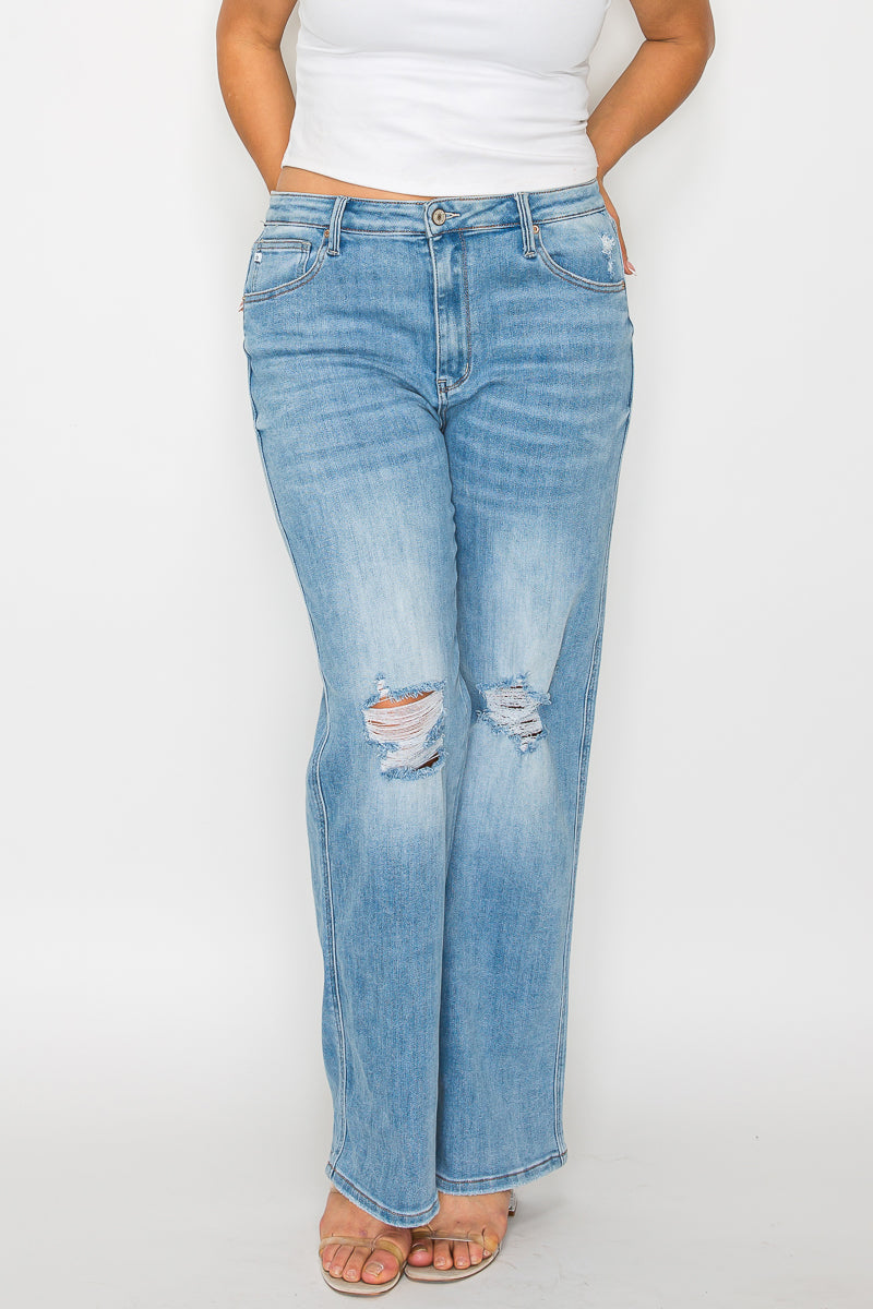high rise straight leg jean