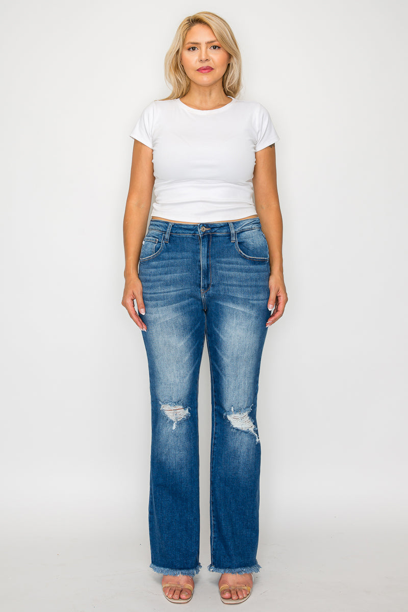 high rise boot cut leg