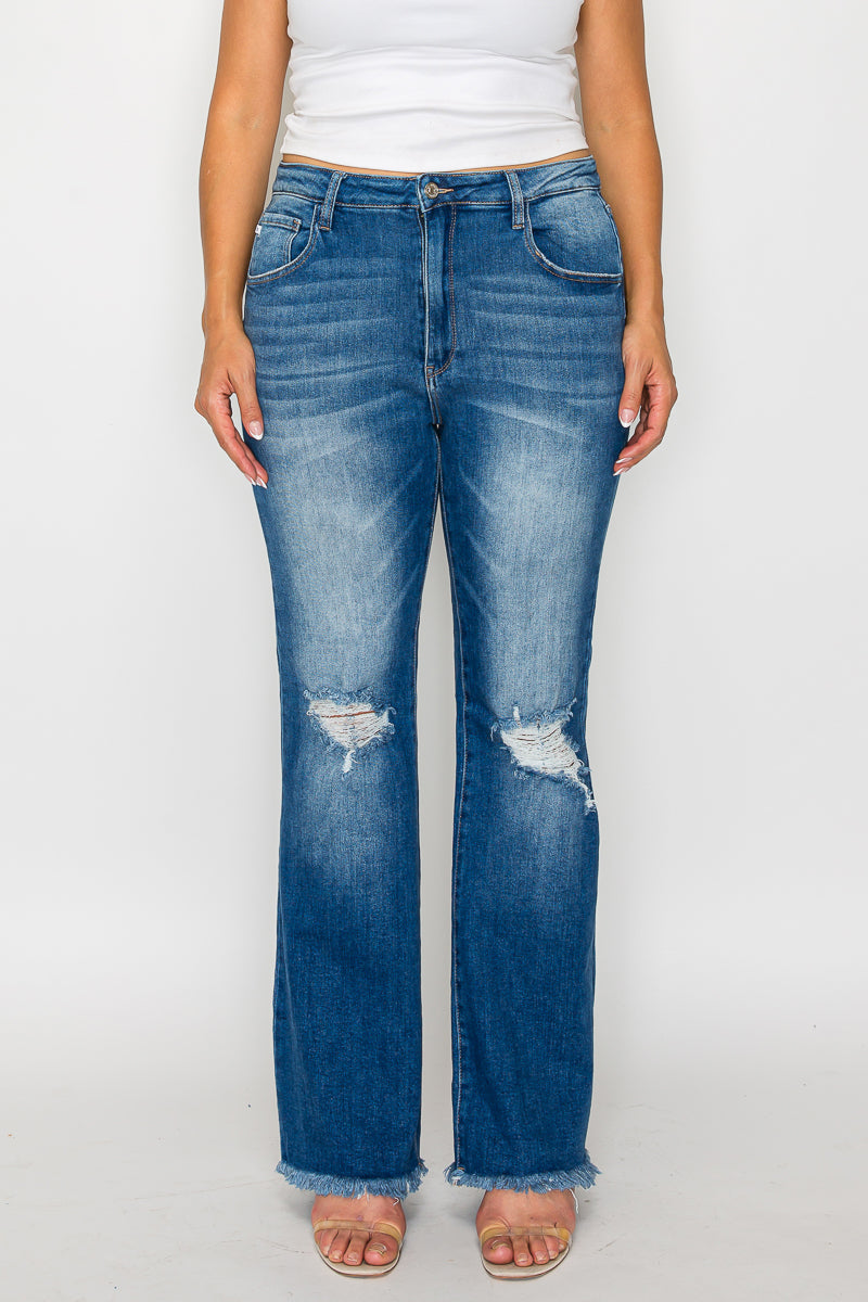 high rise boot cut leg