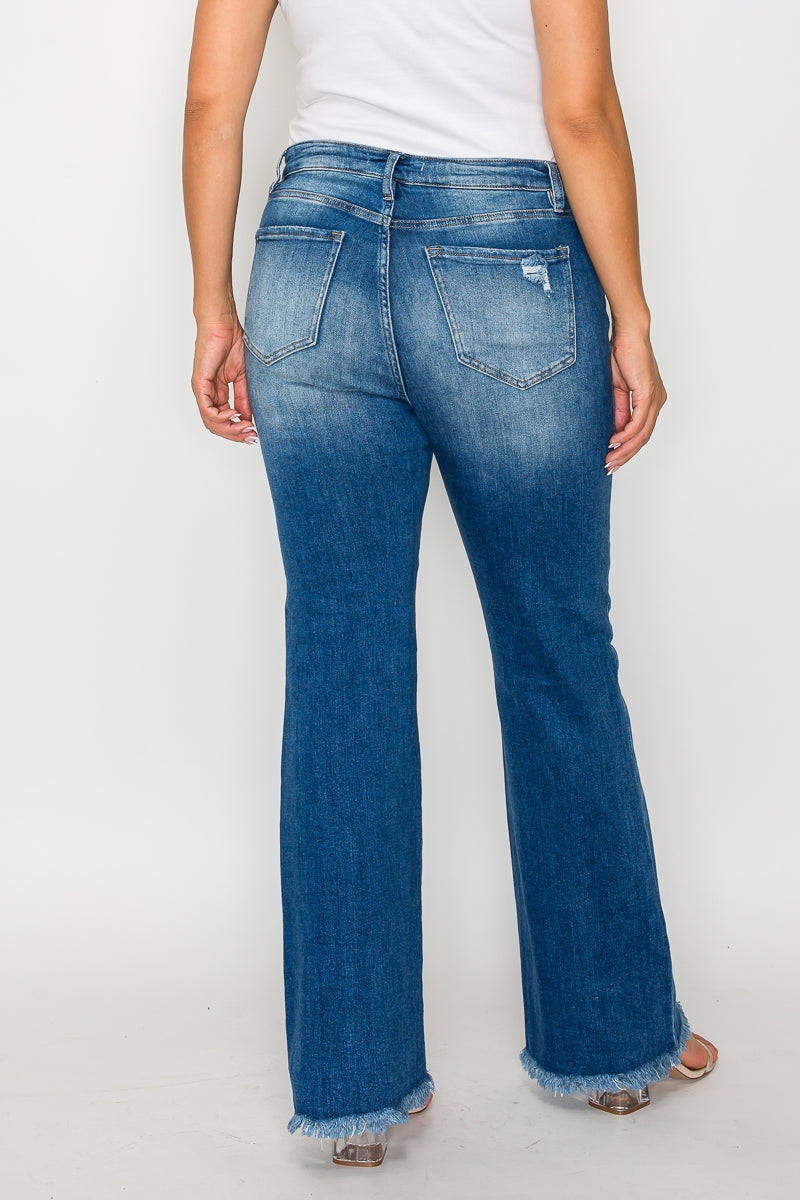 high rise boot cut leg