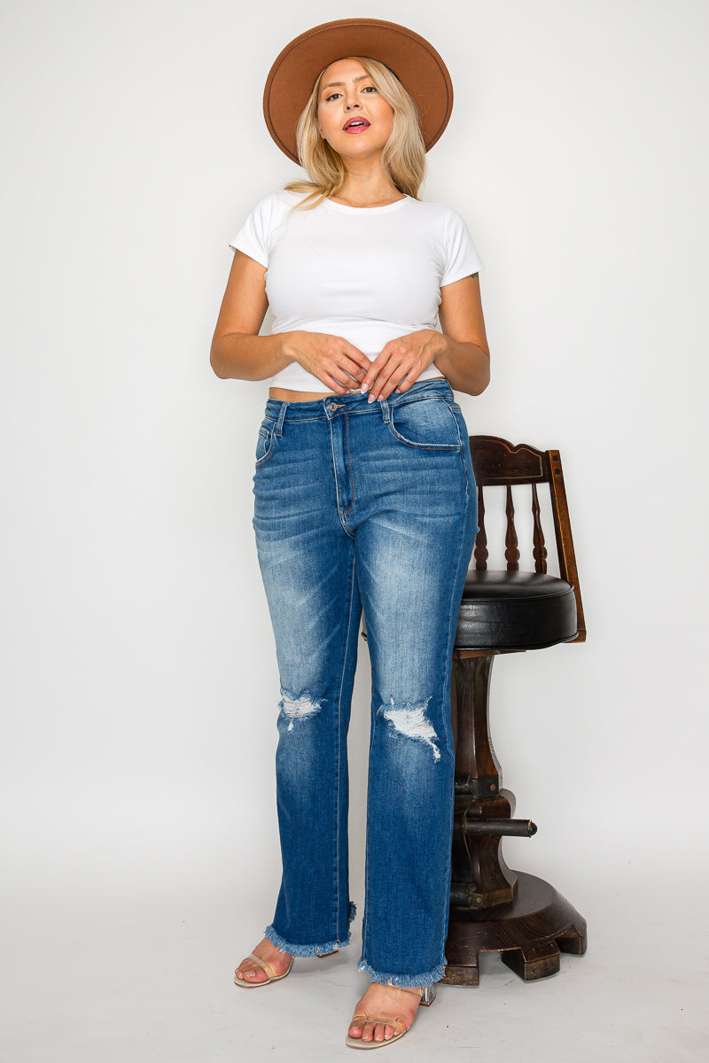 high rise boot cut leg