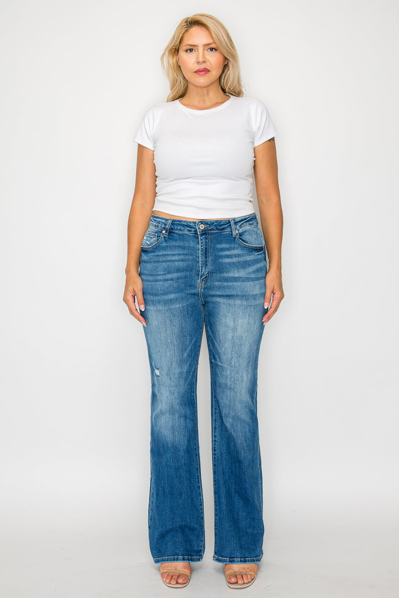high rise boot cut leg