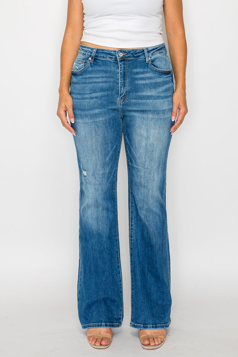 high rise boot cut leg