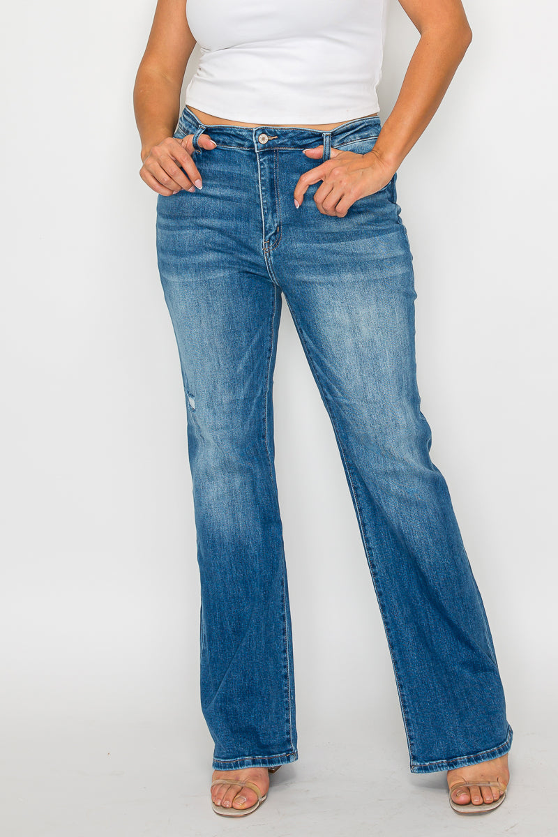 high rise boot cut leg