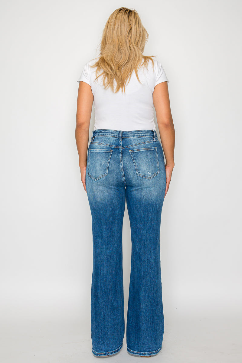 high rise boot cut leg