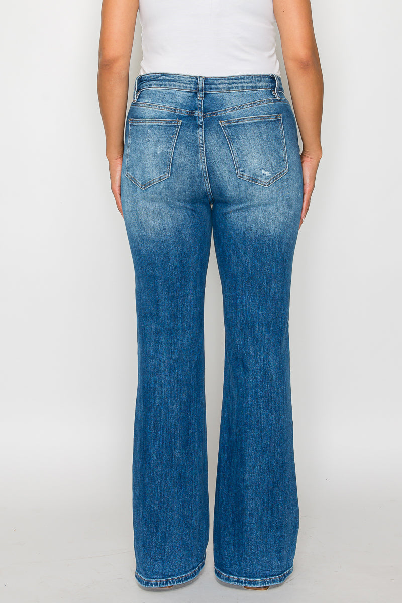 high rise boot cut leg