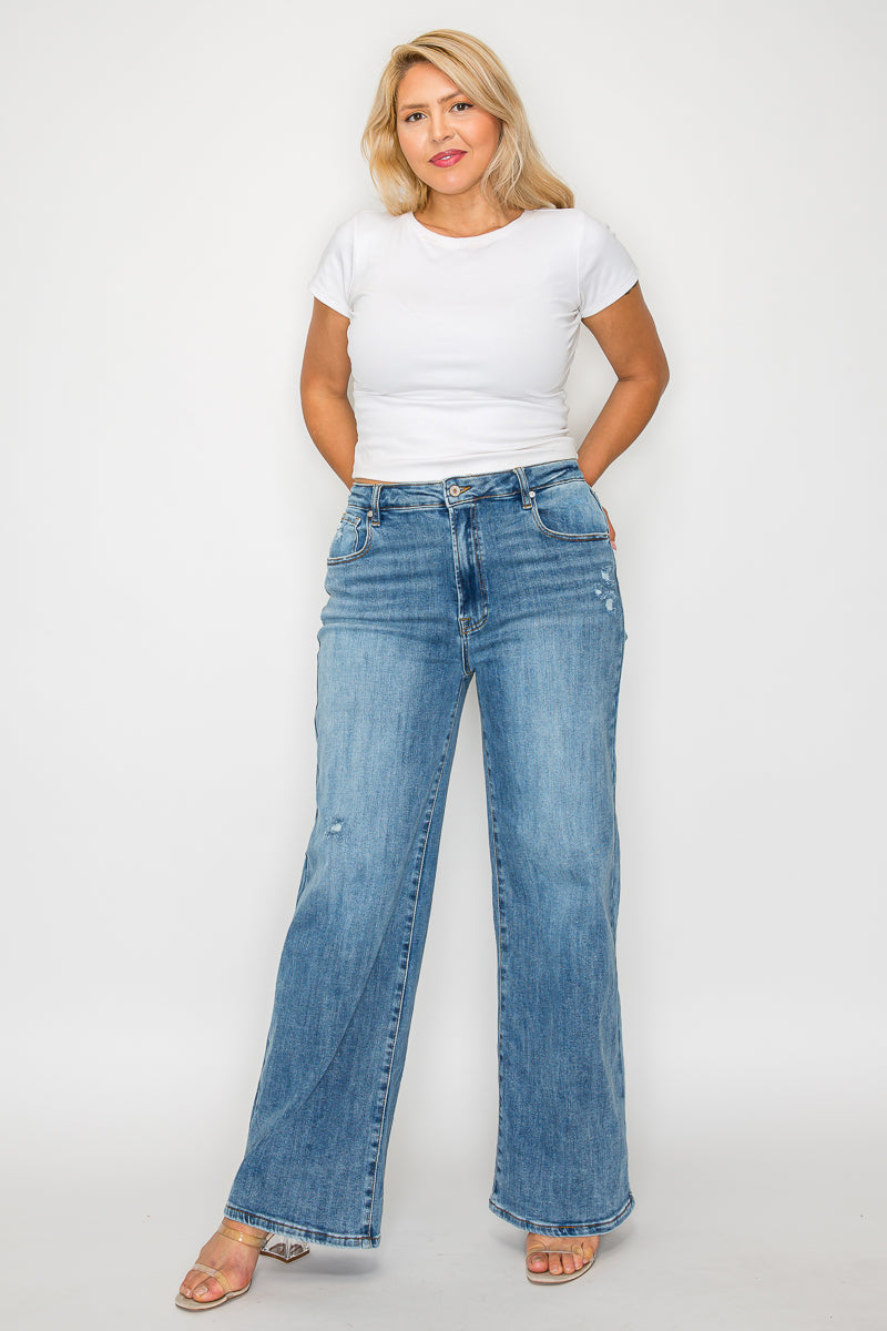 high rise wide leg jean