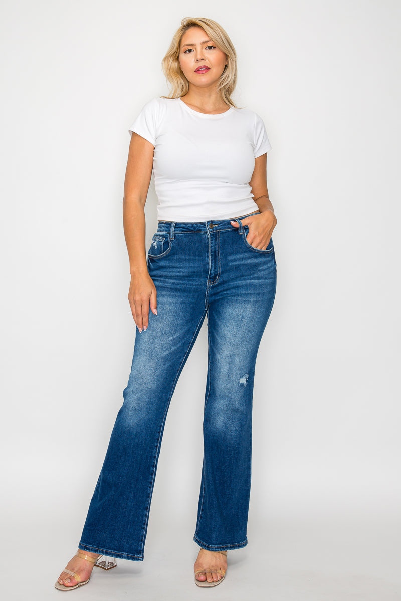 high rise boot cut leg