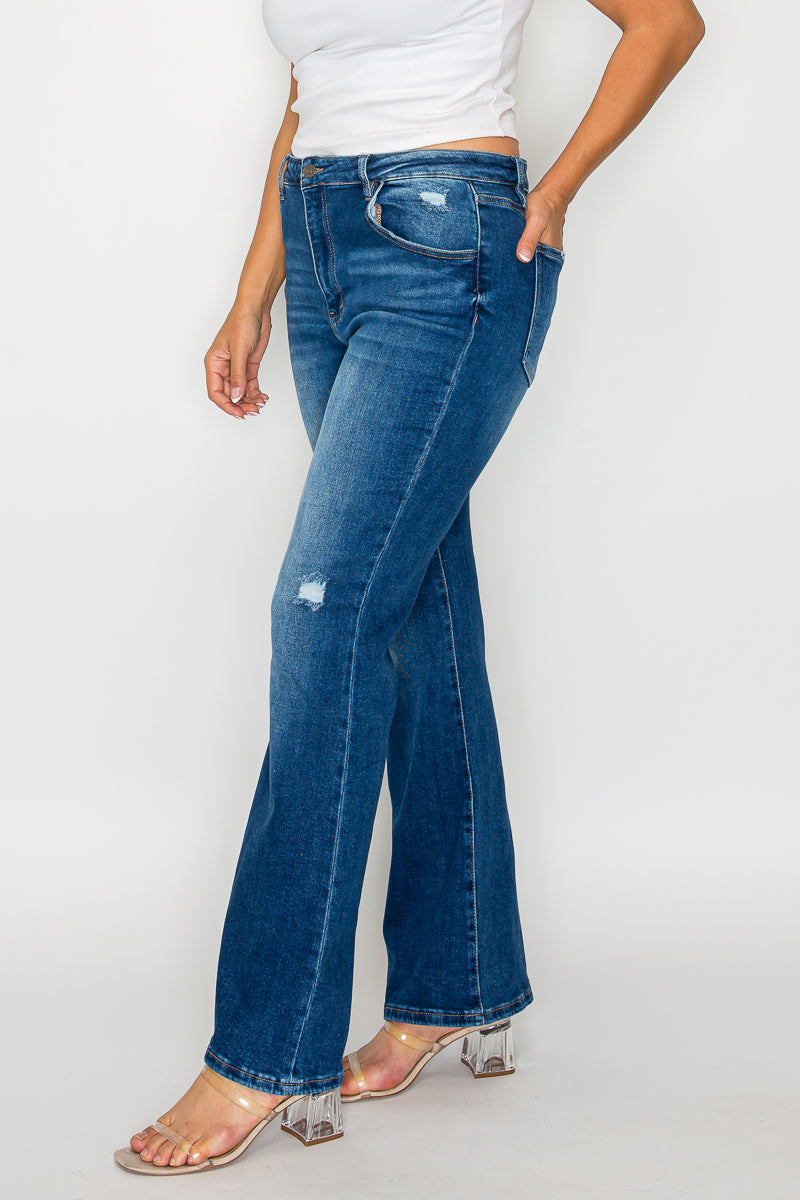 high rise boot cut leg
