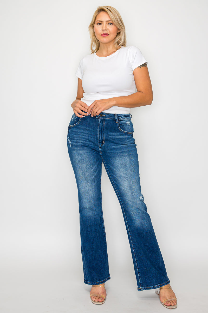high rise boot cut leg