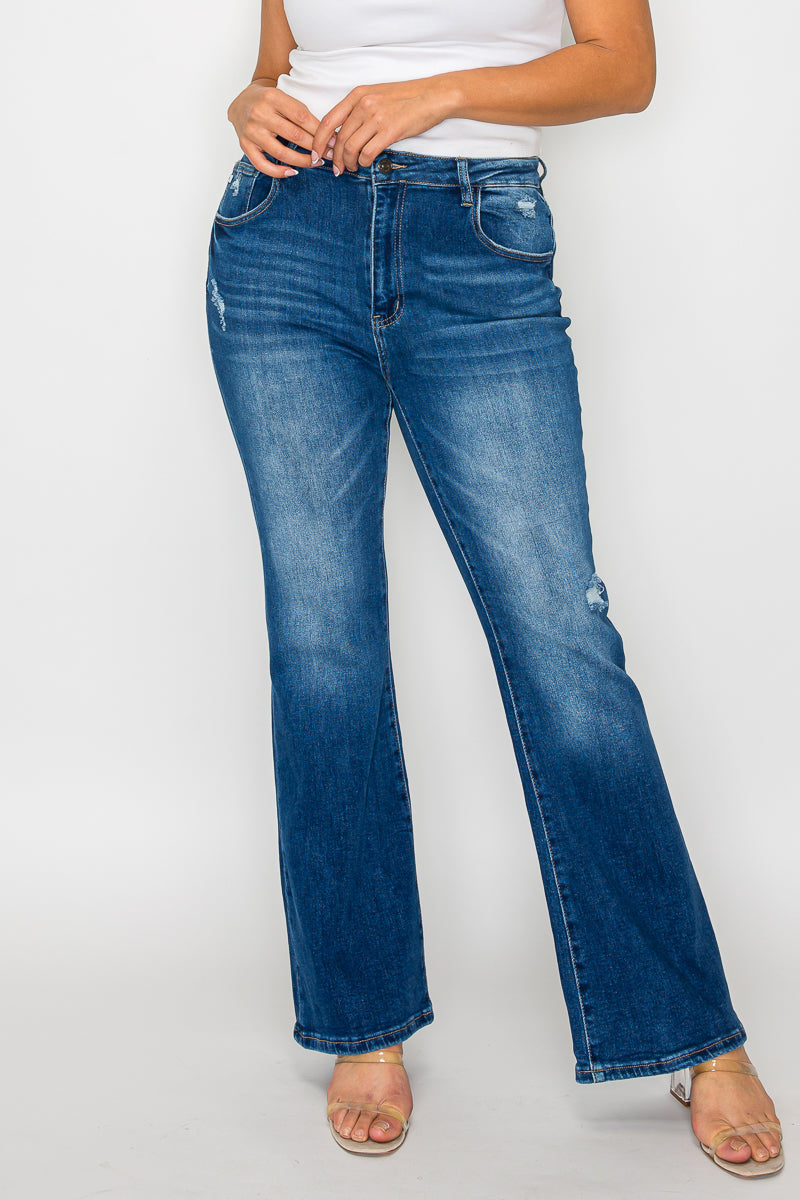 high rise boot cut leg