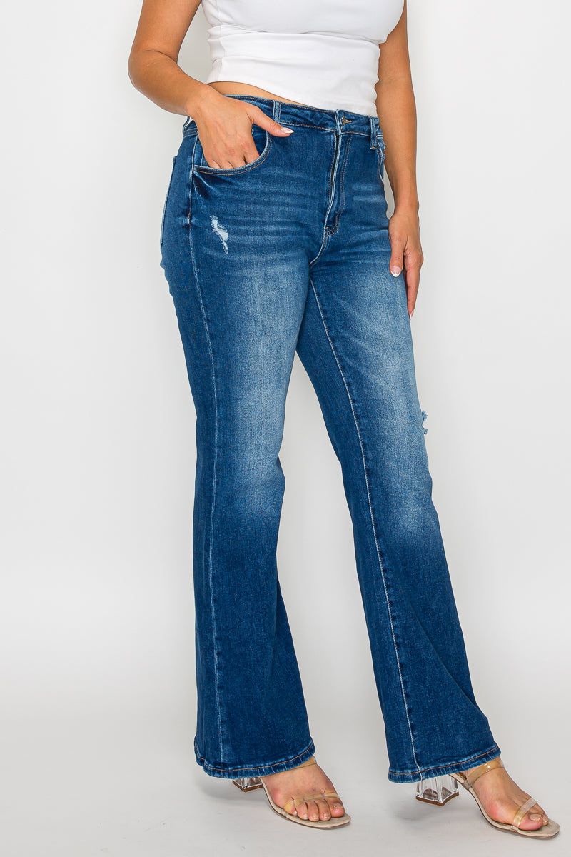 high rise boot cut leg
