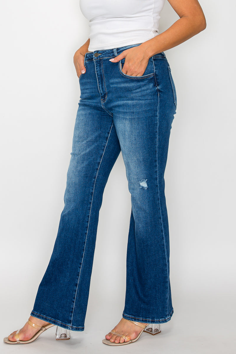 high rise boot cut leg