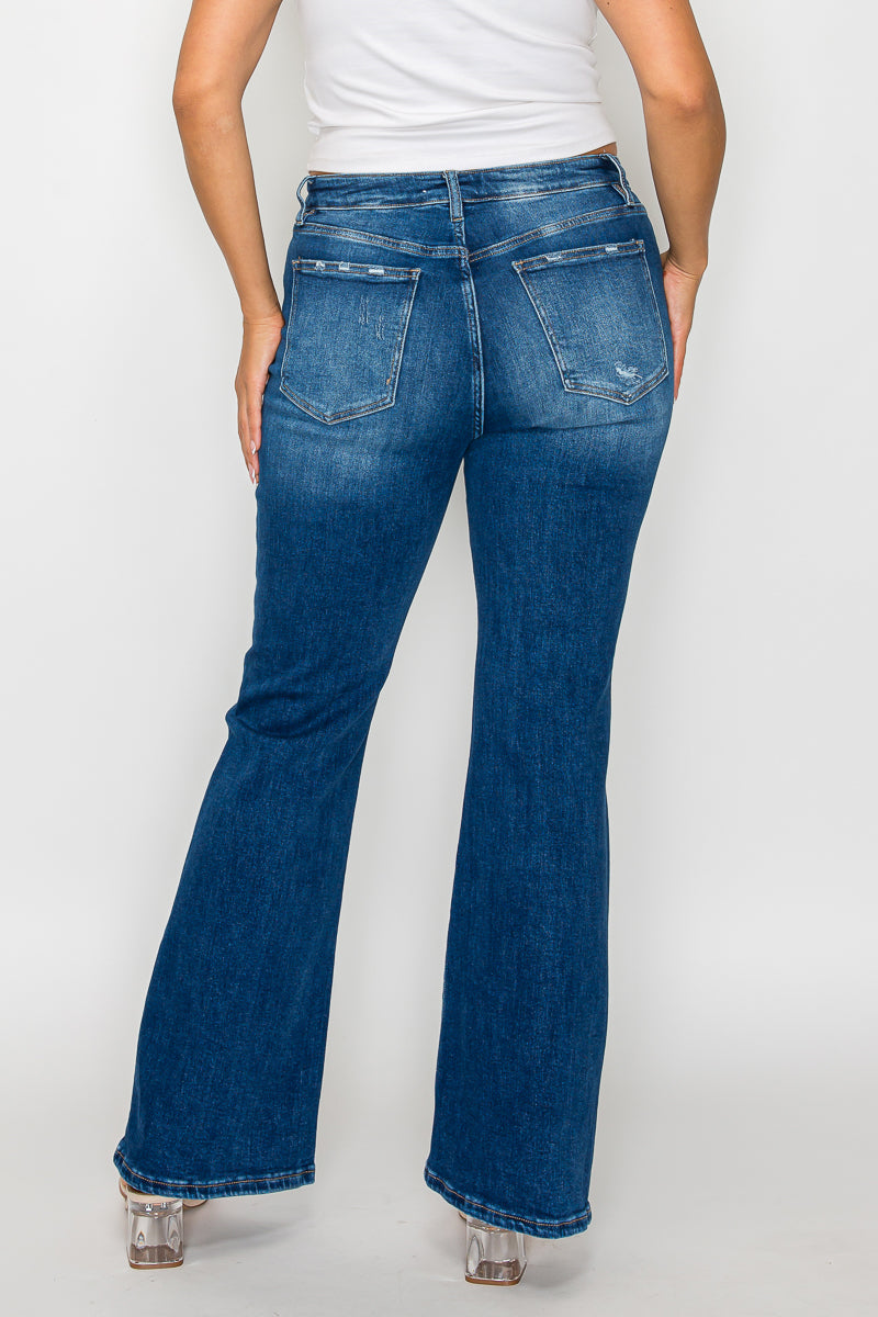 high rise boot cut leg
