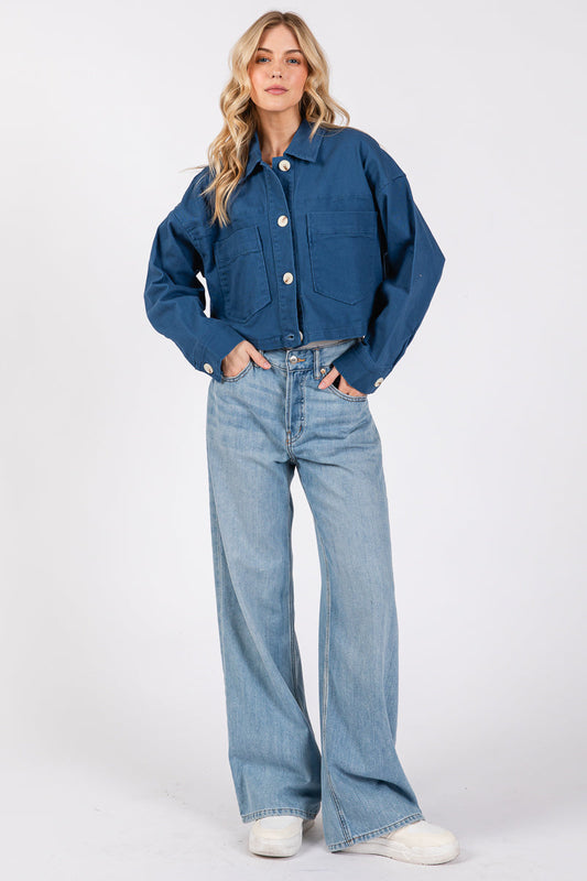 Cropped Denim-Style Jacket bytos