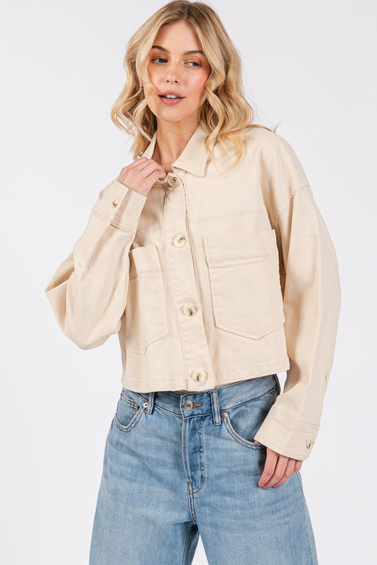 Cropped Denim-Style Jacket bytos